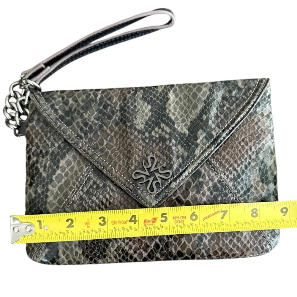 Elegant Snakeskin Wristlet Clutch Purse Vegan Leather Black …